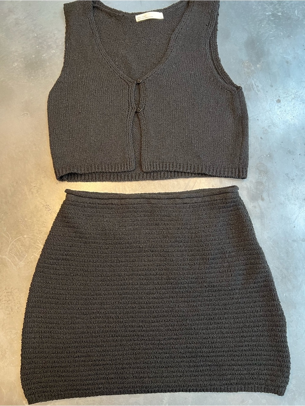 OAK + FORT Black Knit Mini Skirt